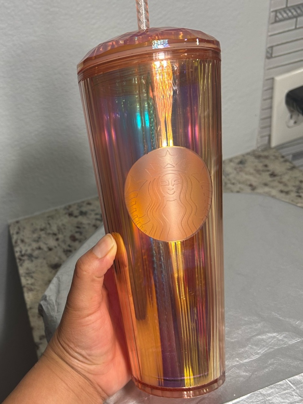 Starbucks Iridescent Rose Gold Dome Venti Limited Edition